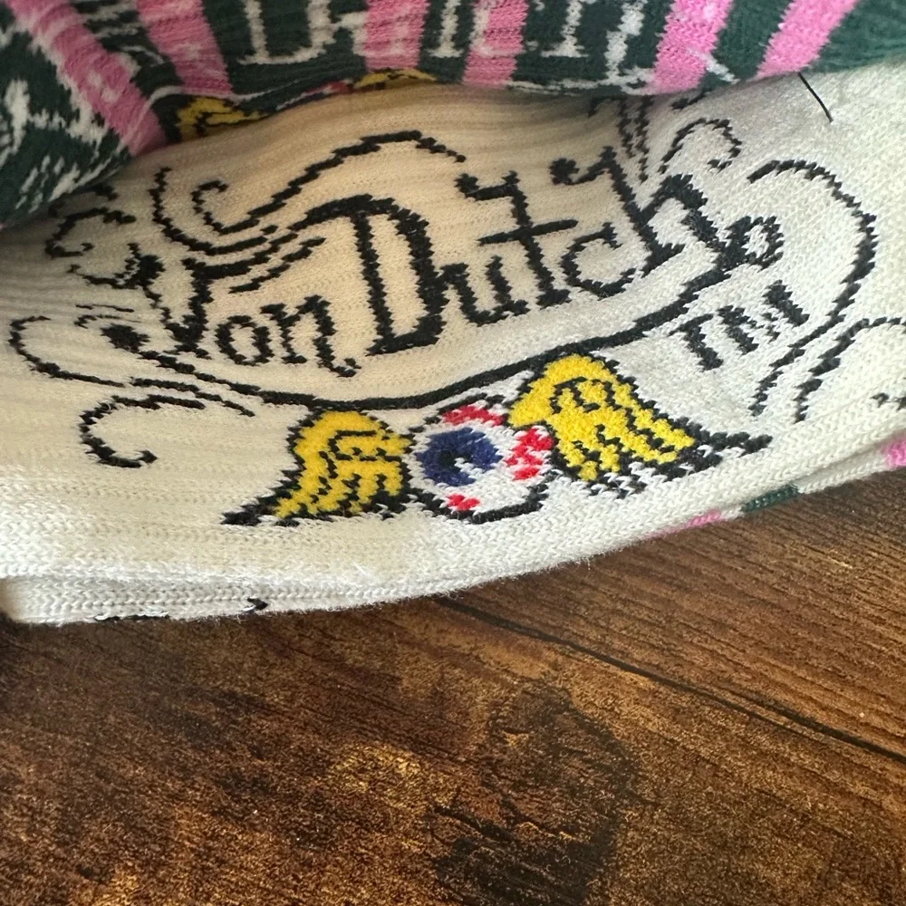 Von Dutch 3-Pack Pink and Green Striped Women’s Crew Socks NWT